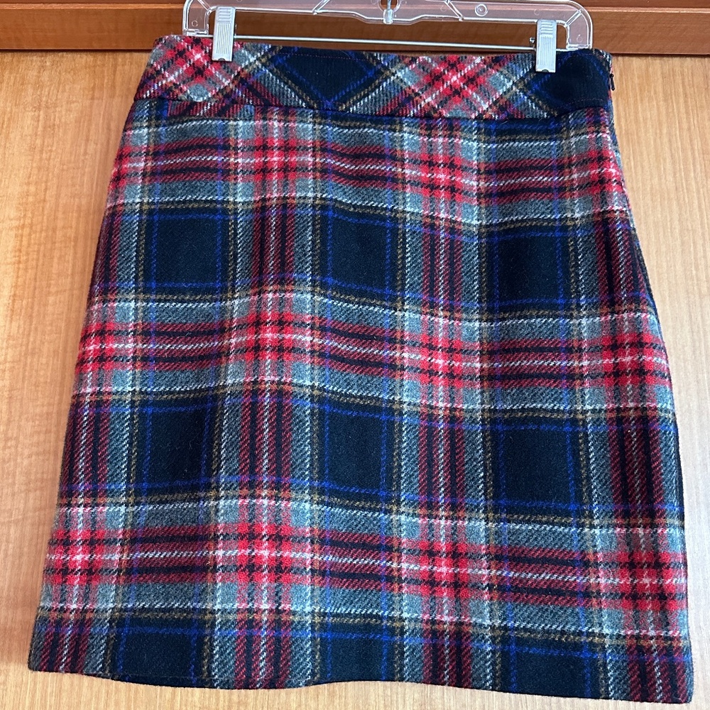 L.L. Bean Wool Blend Plaid Skirt Size 8P